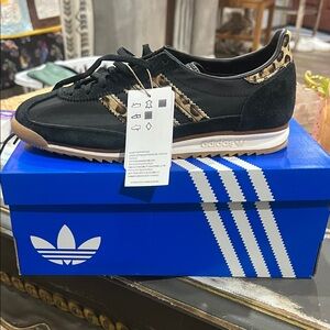 Adidas Women's Black Sneakers with Animal Print